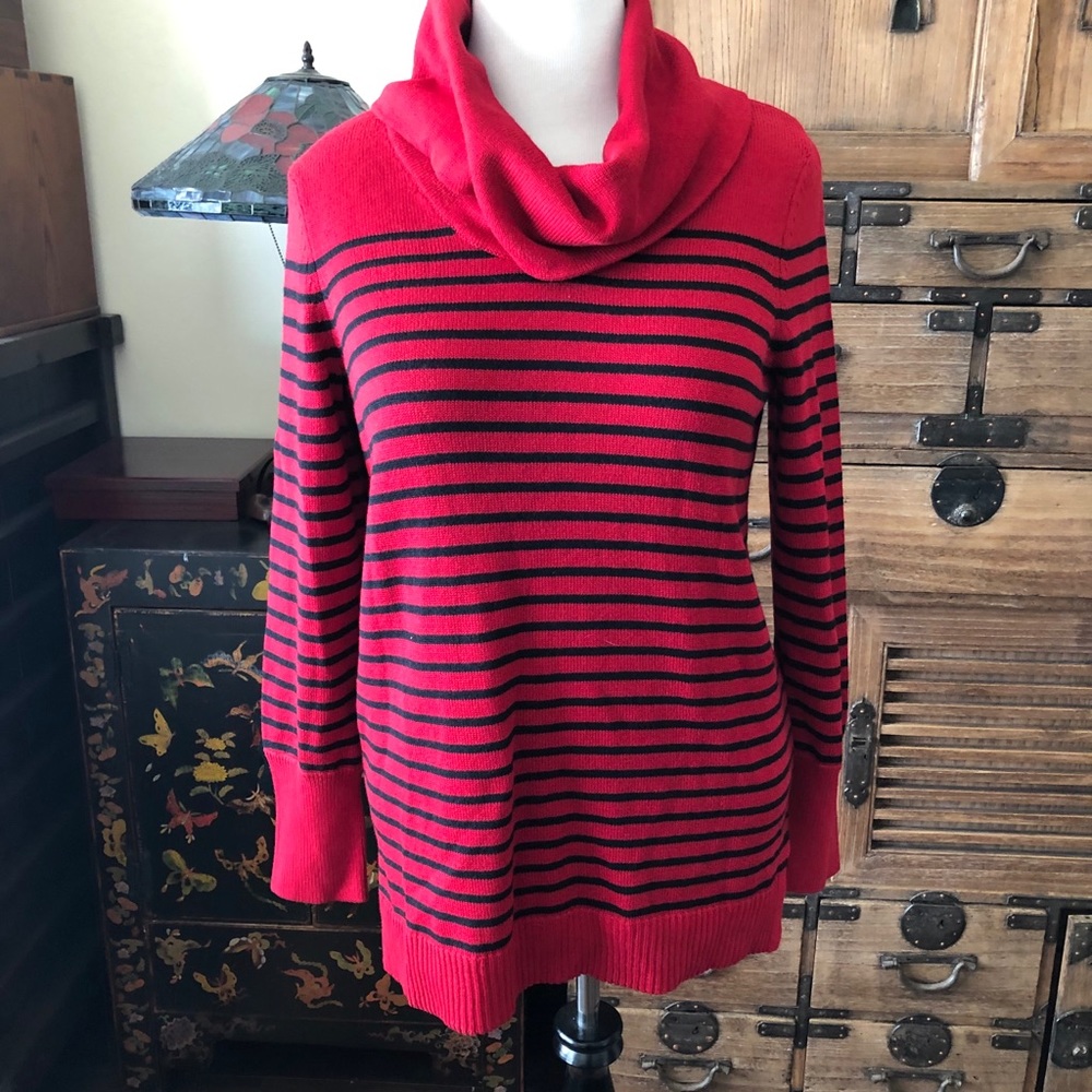 LAUREN by Ralph Lauren Striped Cowl Neck Sweater